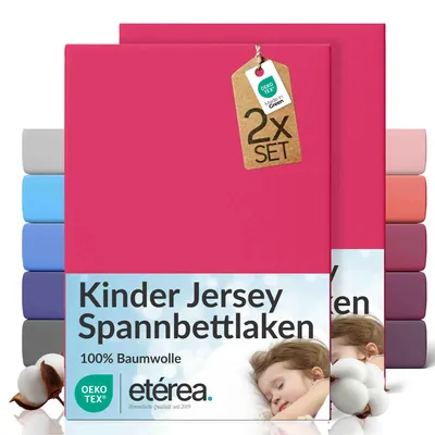 Produktbild von 2er Set Jersey Spannbettlaken 80x160cm - 80x180cm - 100% BAUMWOLLE - Bettlaken Spannbetttuch 80x160cm - 80x180cm - Pink