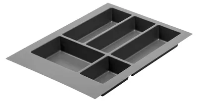 Produktbild von Schubladeneinsatz Axispace I Besteckkasten für Küchenschubladen I Kunststoff Besteckaufbewahrung I Anthrazit 340 x 472 mm
