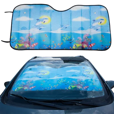Produktbild von Delfin Autosonnenschutz – Aufblasbare Frontscheibenabdeckung für UV- und Hitzeschutz – Silber