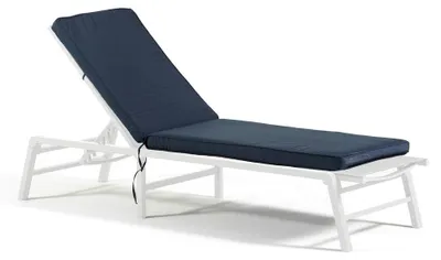 Immagine prodotto di Cuscino rimovibile e impermeabile per lettino e sedia a sdraio, spessore 8 cm, con fissaggi regolabili, per giardino, piscina, spiaggia e terrazza - Blu