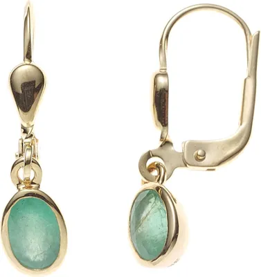 Produktbild von Boutons Ohrhänger Ohrringe aus 585 Gold Gelbgold Smaragd oval Damen