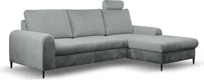Immagine prodotto di Divano angolare "Monaco" Divano angolare funzione letto grigio / piedi neri Recamiere destra