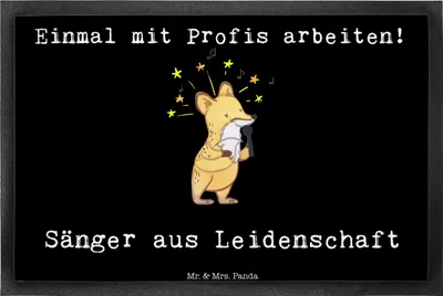 Produktbild von Mr. & Mrs. Panda Fußabstreifer Sänger Leidenschaft 40 x 60 cm - Schwarz - Geschenk, Eingangsmatte, Türvorleger, Schmutzfangmatte, Schmutzmatte, Fussmatte, fußmatte