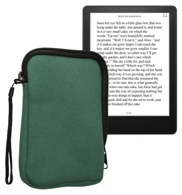 Produktbild von kwmobile Schutzhülle aus Canvas kompatibel mit 6" eReader Hülle - Canvashülle für e-Reader mit Reißverschluss - Dunkelgrün