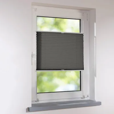 Produktbild von Plissee Klemmfix Faltstore UNIVERSAL Faltrollo ohne Bohren - 100 x 210 cm - anthrazit