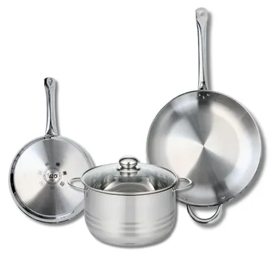 3-teiliges Kochset: 2 Pfannen 24/32 cm + Topf 24 cm, Edelstahl