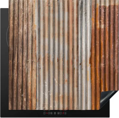 Produktbild von KitchenYeah© Herdabdeckplatte Eisenstruktur mit rostenden Wellblechen , 78x78cm, Küche Deko, Glaskeramikkochfeld Herdabdeckung, Abdeckplatte fùr Kochfeld