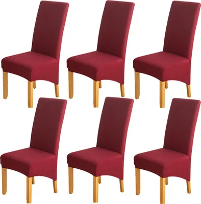 Immagine prodotto di confezione da 6 coprisedia sedie universali elasticizzate coprisedia sala da pranzo coprisedia per matrimonio casa festa, rosso vino