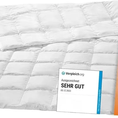 Produktbild von Famanu Sommerdecke Extra leicht 135 x 200 cm, 90% Daunen 10% Federn, Daunenbatist, atmungsaktiv und dünn – Weiß