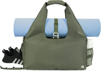 Immagine prodotto di Borsa sportiva grande da donna uomo fitness yoga borsa con scomparto bagnato verde militare