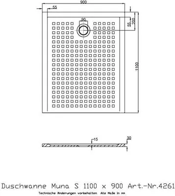 Produktbild von Hoesch 4261.010 DW Muna S 1100x900x30 mit