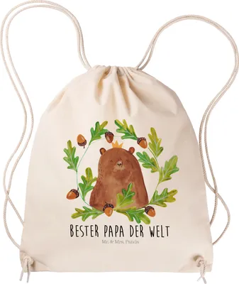 Produktbild von Mr. & Mrs. Panda Jutebeutel Bär König - Transparent - Geschenk, Baumwollbeutel, Turnbeutel, Daddy, Vatertag, Rucksackbeutel, Vater, Papa, Teddy, Stoffbeutel, gym tasche
