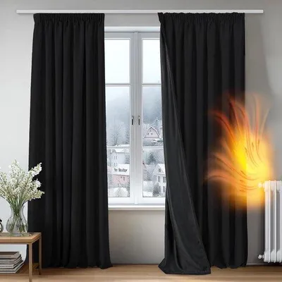 Productafbeelding van Verduisterende Gordijnen - Verduister gordijnen Plooienband - Slaapkamer verduisteren - 100% Lichtblokkade - 140x260 CM - Zwart
