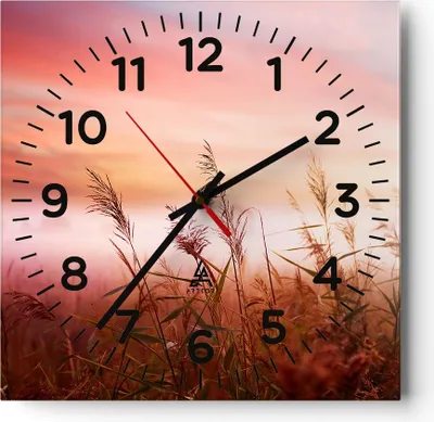 Produktbild von Wanduhr - Quadrat - Glasuhr - Wiese Getreide Natur - 40x40cm - Schleichendes Uhrwerk - Lautlos - zum Aufhängen bereit - Dekoration Modern - Wanddekoration aus Glas - C4AC40x40-3530