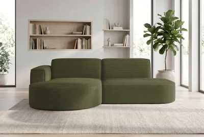 Produktbild von 99rooms Amaris Ecksofa Cordstoff POSO Olive Links