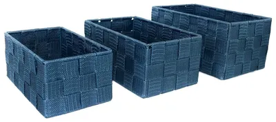Produktbild von 3er-Set geflochtene Aufbewahrungsboxen für Badezimmer Textil-Körbe