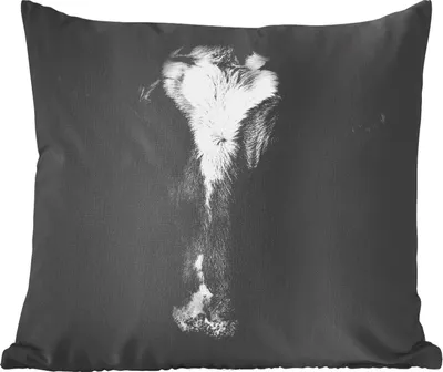 Produktbild von MuchoWow® Zierkissen Sofakissen Wohnzimmer Dekokissen 45x45 cm Kuh - Tiere - Schwarz - Schlafpolster - Polster für das Sofa