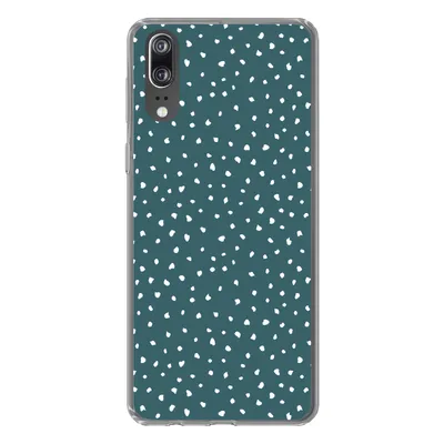 Produktbild von MuchoWow® Handyhülle Schutzhülle Hülle für Huawei P20 Polka dots - Weiß - Grün Silikon Softcase Handy Hülle - Hardcover