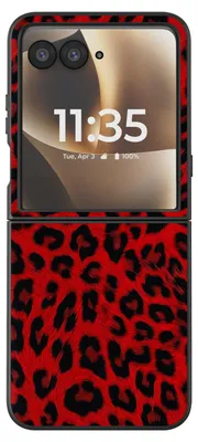 Image de Avizar, coque de protection en silicone pour Motorola Razr 70 Ultra, motif léopard, couleur rouge
