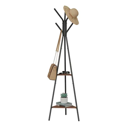 Produktbild von VASAGLE Garderobenständer mit 2 Ablagen 179 x 49 cm Kleiderständer Vintage freistehende Garderobe im in Baumform Industriedesign RCR16BX