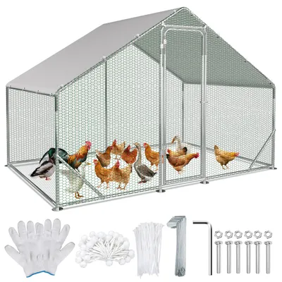 Image de Peviasot : Poulailler avec enclos extérieur de 3x2x2 mètres, avec toit galvanisé. Enclos pour volailles, idéal pour le jardin