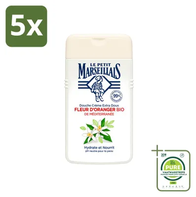 Obrázek produktu pro 5 kusů sprchového gelu Le Petit Marseillais, vůně pomerančového květu, hydratační, 250 ml, balení