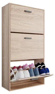 Image de CASABEL Meuble à Chaussures Moderne 3 Abattants - 18 Paires - Rangement chaussures en Bois Composite - Dimensions L60xP24xH113 cm