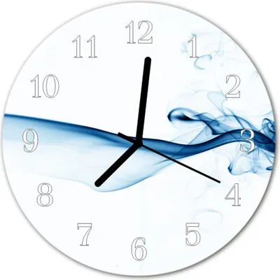 Produktbild von Glasuhr Wanduhr Küchenuhr Echt-Glas 30fi cm Abstrakter Rauch blau