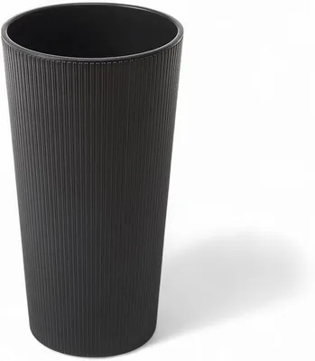 Produktbild von Blumenkübel Rund Slim vertikale Streifen 3D Blumentopf mit Herausnehmbaren Einsatz 3 Farben 3 GRÖSSEN (Schwarz, XXL-40 cm)