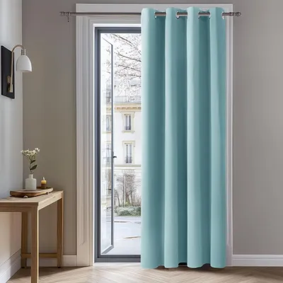 Produktbild von Verdunkelungsvorhang Ösen Gardine Wohnzimmer Blickdicht Thermogardine Kälteschutz Hitzeschutz Himmelblau 214x132 cm 1 Stück