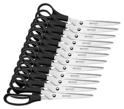 Produktbild von Westcott Schere 8" (20,3 cm) Schwarz Linkshänder 12 Stück | Büroschere mit schwa