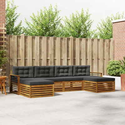 Produktbild von "Neues Produkt" Sofagarnituren - CLORIS - Terrassen-Sofa - 6 pcs - Natur und Anthrazit Massivholz Akazie - Modern Gartensofas V1517