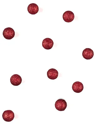 Produktbild von 40 rote Glitzer-Dekokugeln 10 mm aus Schaumstoff - Einheitsgröße