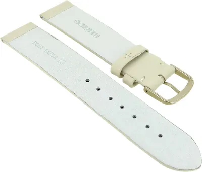 Produktbild von Herzog Beach II Uhrenarmband gleichlaufend beige mattes glattes Leder, Stegbreite:20mm, Schließe:Gelbgolden