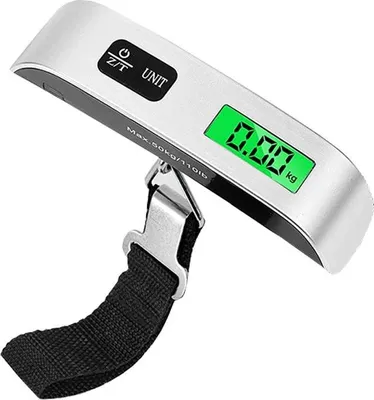 Produktbild von Kompakte Gepäckwaage bis 50 kg mit LCD-Anzeige, präzise, reisetauglich, klein, mit Gurt, batteriebetrieben wagPRO-H50E