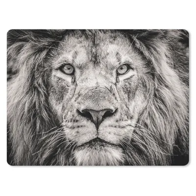 Produktbild von MuchoWow® Mauspad Mousepad Löwe - Wild - Schwarz - Weiß 40x30 cm - Mousepads - Maus Mat - Pad - Mausunterlage - Anti Rutsch