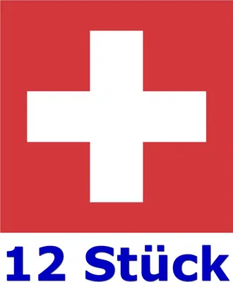 Produktbild von 12 Stück - Folienaufkleber rotes Kreuz Größe 5 x 5 cm - für innen und außen geeignet ( 511k ) - Verbandskasten Erste Hilfe Medizinschrank