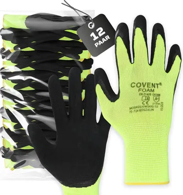 Produktbild von 12er Set Covent FOAM Arbeitshandschuhe Herren Gr. 11 – EN388 Montagehandschuhe Kategorie II – Schutzhandschuhe für Bau, Mechanik & Montage