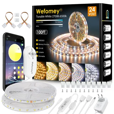 LED-Streifen 30 m, warmweiß, dimmbar, 24 V, App-Steuerung