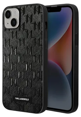 Produktbild von Karl Lagerfeld, Saffiano Hülle Monogram Apple iPhone 14, Schwarz
