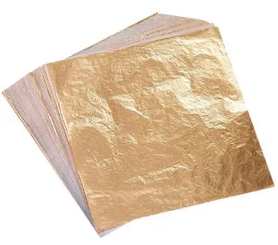 Immagine prodotto di Fogli di imitazione dell'oro zecchino, confezione da 100, oro champagne, dimensioni 14 x 14 cm, ideali per arte e progetti fai-da-te