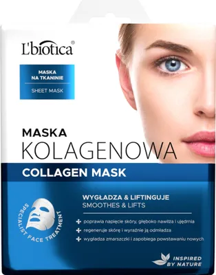 Zdjęcie produktu dla Płat Kolagenowy L'biotica Maska Twarz Platynowy Kolagen