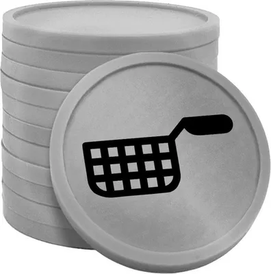 Produktbild von CombiCraft Kunststoff Wertmarken Chips Fritteusenkorb in Silber- 100 Stück - Ø29 mm