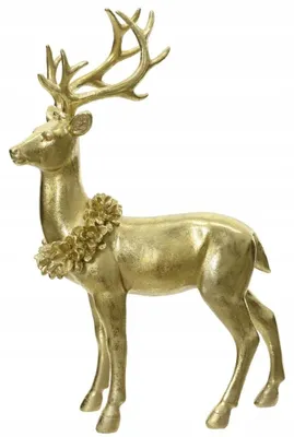 Produktbild von Goldener Hirsch Weihnachtsfigur aus Kunststoff, stehend, 39,5 cm, Weihnachtsdekoration**