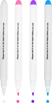 Produktbild von Wakects Wasserl?schbarer Stoffmarker Flendungsstift, 4 Count Pack Mehrfarbige Stifte Verschwinden Tinte fr Stoffn?hen, Himmelblau und Wei?e Stoffmarkierungen fr die Kleidermarkierung,