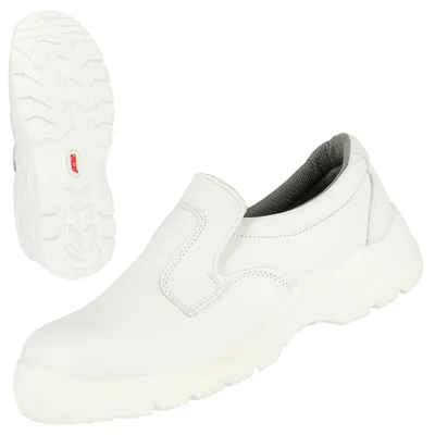 Produktbild von NITRAS CLEAN STEP SL, S2 Sicherheitsslipper, weiß, EN ISO 20345 Kunstleder | Packung (1 Paar)