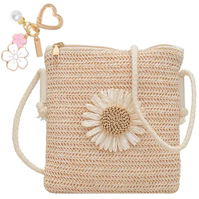 Produktbild von Nievajio Strohtasche Damen Stroh Umhängetasche Vintage Strandtasche, Strohtasche