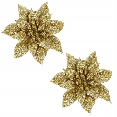 Produktbild von Springos Goldener Weihnachtsstern Baumschmuck 8cm 2er Set
