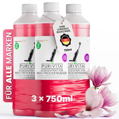 Produktbild von PURIVITA® Konzentrat für Nass-Trockensauger und Saugwischer, 3 x 750 ml Magnolienduft