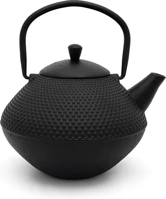 Produktbild von Famanu Teekanne 1,0 L mit Teefilter - Asiatisches Design - Emaille Schwarz